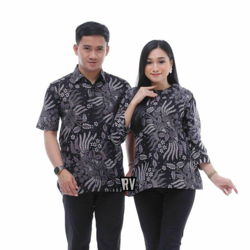 [ BISA COD ] Maura Couple - Sania Ruffle Batik Couple Seragam Batik Garansi Termurah Shopee Batikid-MANGGAR ABU