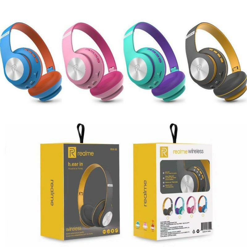 Headset Wireless bando Realme RMA 66 Handsfree Overhead Bluetooth Bisa slot micro