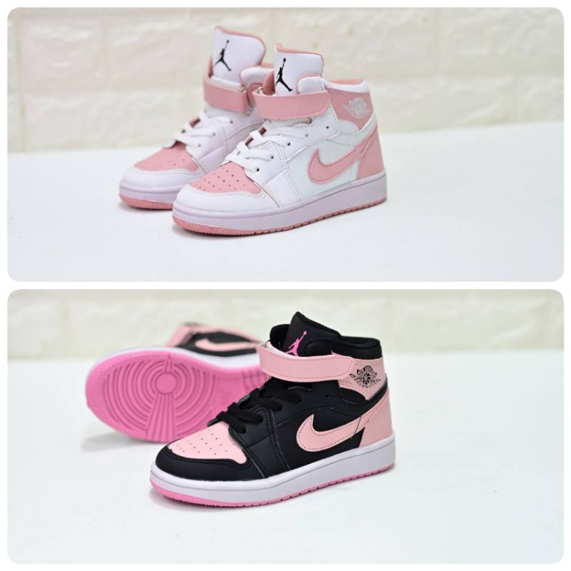 Sepatu anak Nke jordan higth putih pink/hitam pink