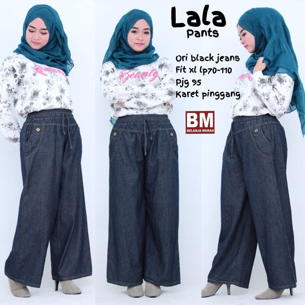 LALA PANTS | KULOT HITAM GARMEN | KULOT JEANS HITAM | CELANA WANITA