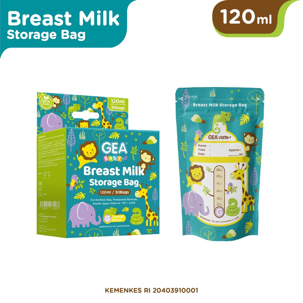 Gea Baby Breast Milk Storage Bag Zootopia 120ml Kantong Asi