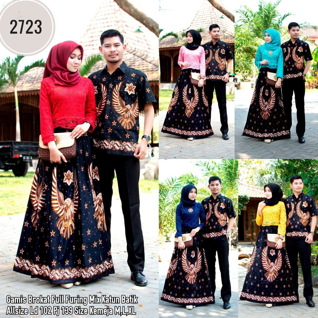 Zola_Batik Batik Couple Gamis Brokat Garuda 2723 - Rajawali