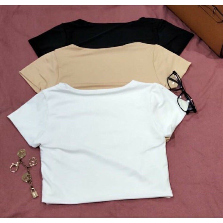 Tq88indonesia Baju Crop Wanita Terbaru /  NEINC CROP TOP DOUBLE LAYER PREMIUM / Ootd / Baju Kaos Wanita / Pakaian Santai Cewek