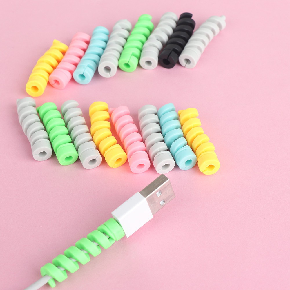 1pc Pelindung Kabel Charger Bahan Silikon Warna-Warni