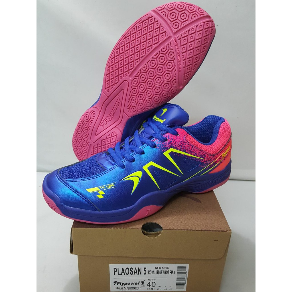Flypower Plaosan 5 Sepatu Badminton Unisex - Biru Royal Pink, Oranye