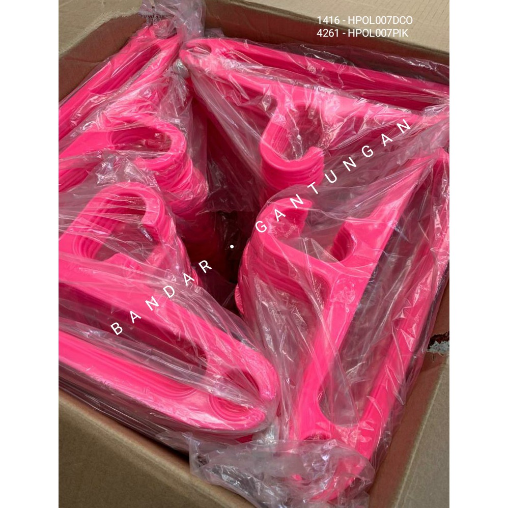 Gantungan Baju Plastik Hanger Murah Baju Laundry / Hanger 17 Inch Pink Polos(LSN)