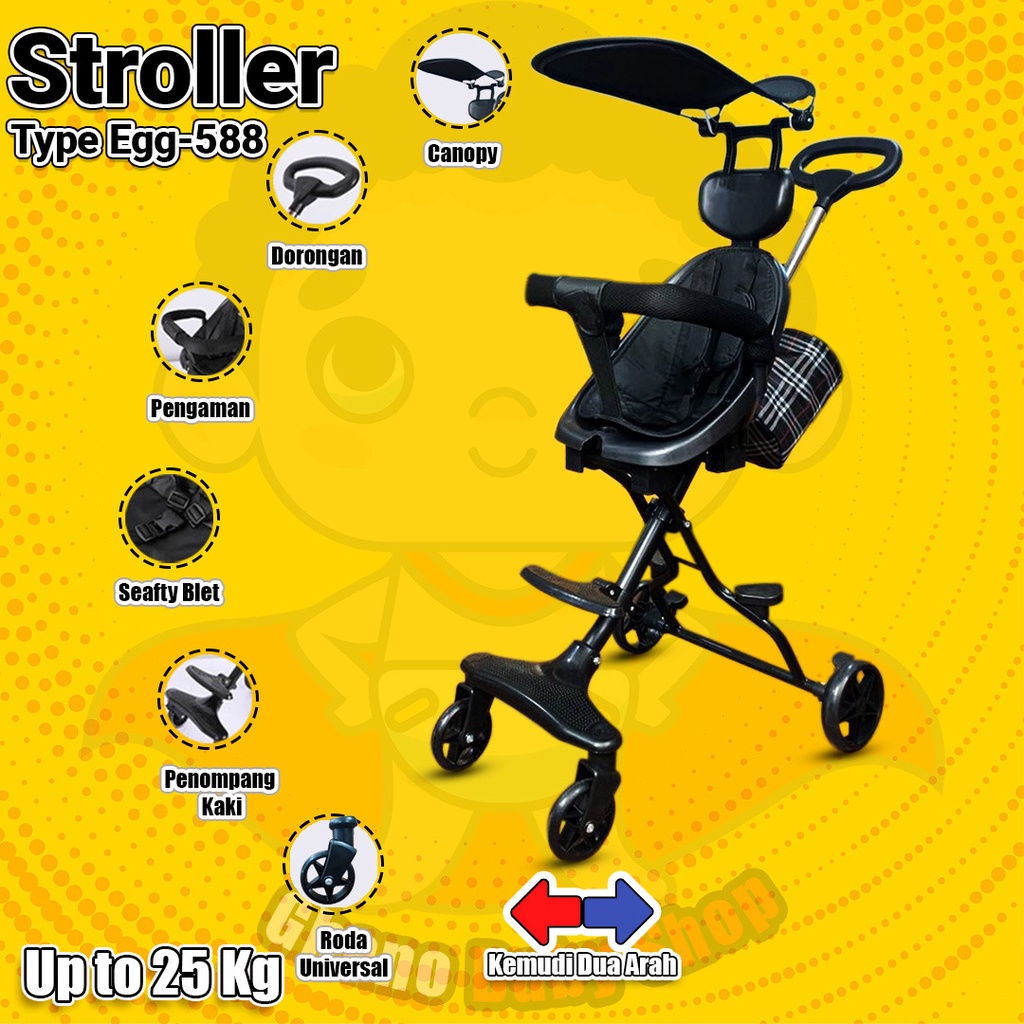 Baby Stroller UNITY Egg 588 Kanopi Lepas Pasang