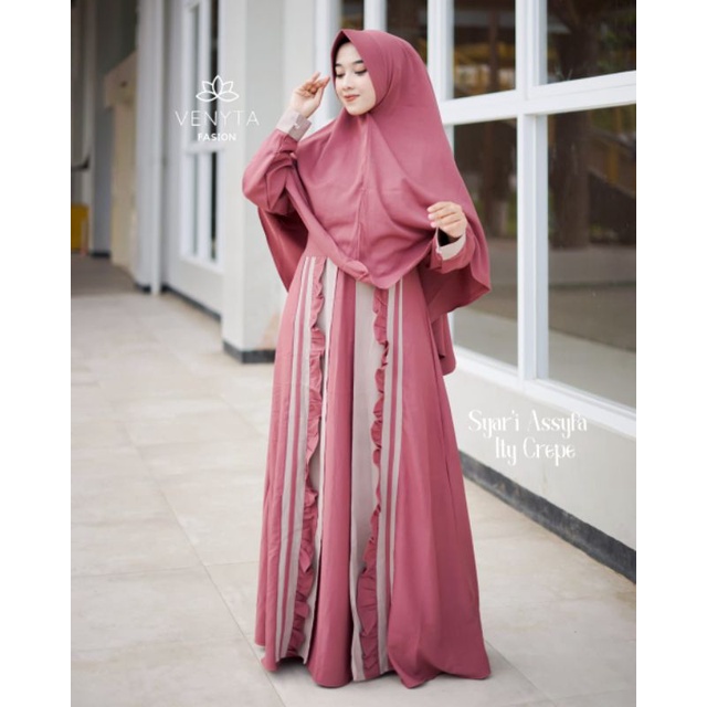 GAMIS SYAR'I ITY CREP ASYIFA SET ORI VENYTA FASHION