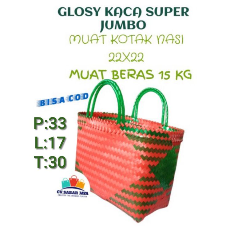 Tas Anyam Plastik KACA SUPER JUMBO/ TAS BELANJA / TAS ANYAM / TAS HAJATAN / TAS /TAS SUPER JUMBO