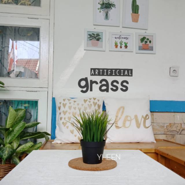 Artificial grass Artificial Plants Tanaman Hias Pot Hitam