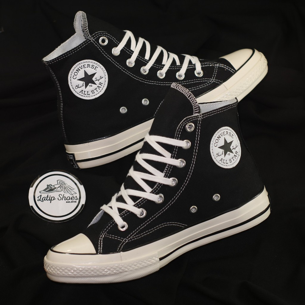 Sepatu Converse Chuck Taylor All Star 70s Hi Black White Egret Kualitas Premium Madein Vietnam