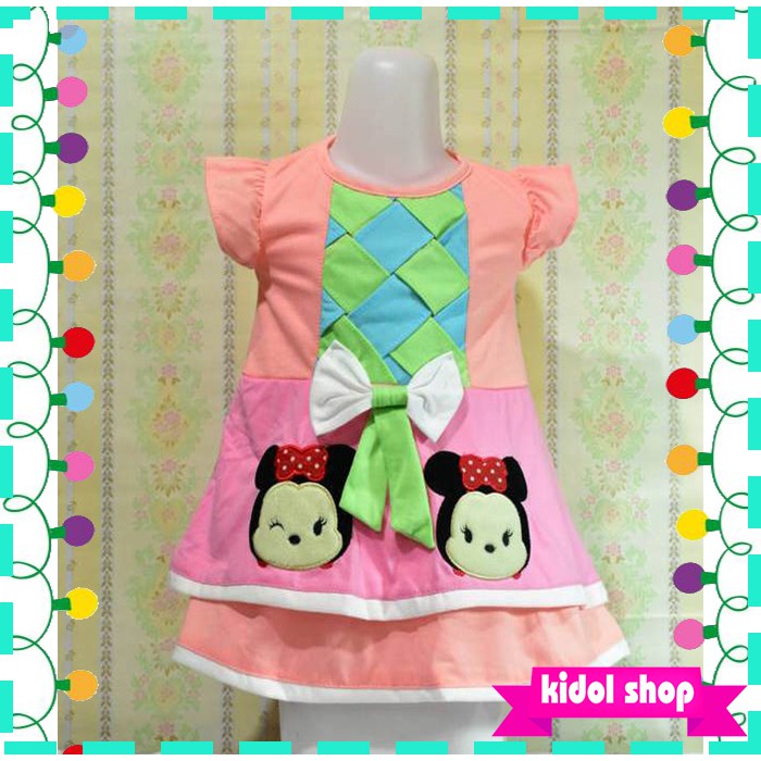Dress Anak perempuan - Daster Anak Pelangi Karakter Tsum-Tsum Katun Lembut