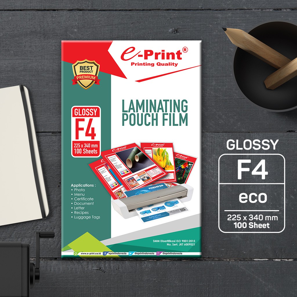 

E-Print Laminating Pouch Film ukuran F4 ECO Ekonomis
