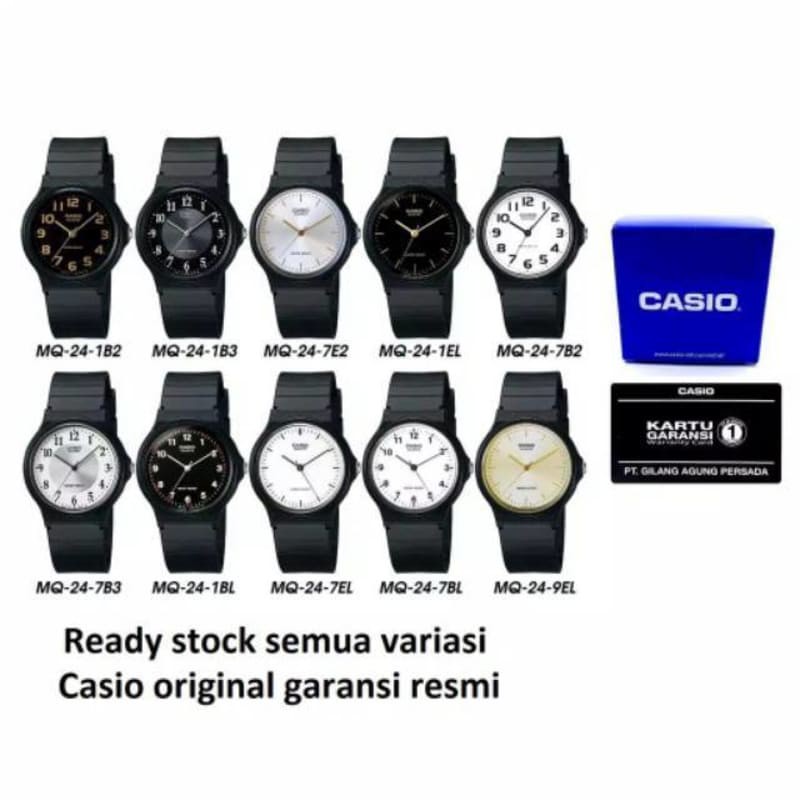 Casio Original MQ-24 / MQ24-1B / MQ-24-1E 1B3 7B 7E - Unisex - Analog - Karet