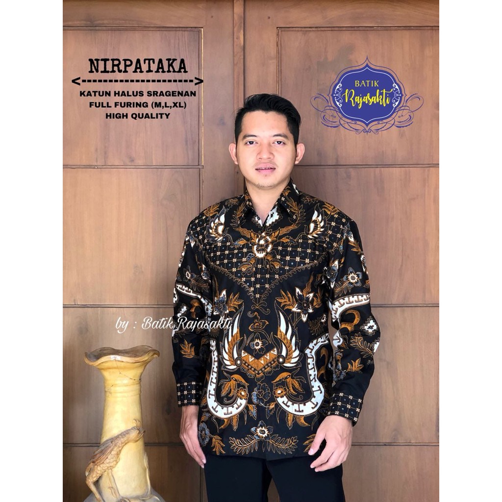 NIRPATAKA Kemeja Batik Pria Lengan Panjang Katun Halus FULL FURING Rajasakti