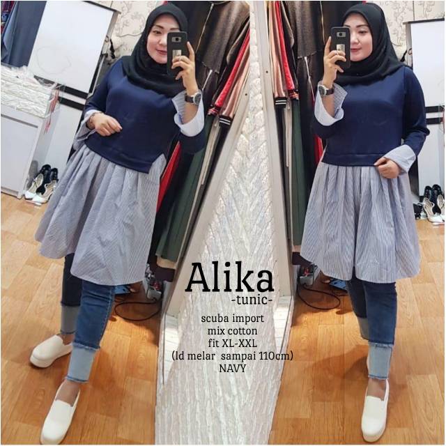 Tunik Scuba Mix Cotton Ld 110Cm Cantik