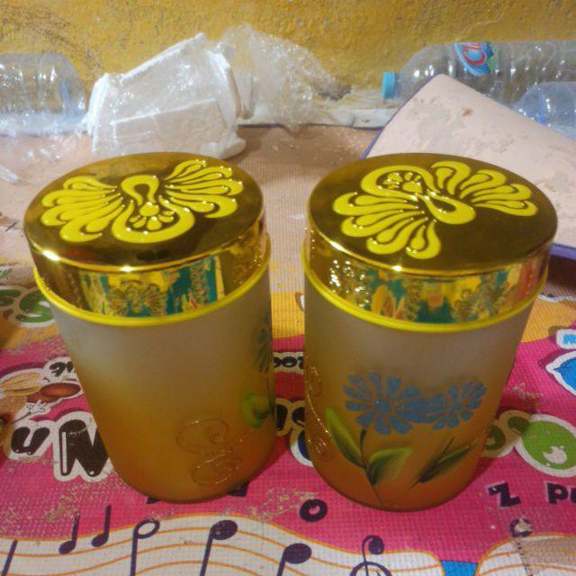 Toples Kaca Rainbow Dove 17- Ivy Corak Kembang Timbul Tinggi (l)/toples Lebaran