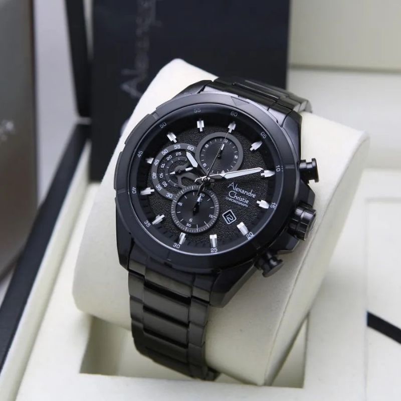Jam Tangan Alexandre Christie AC 6508 Pria / AC6508 M Full Black Original