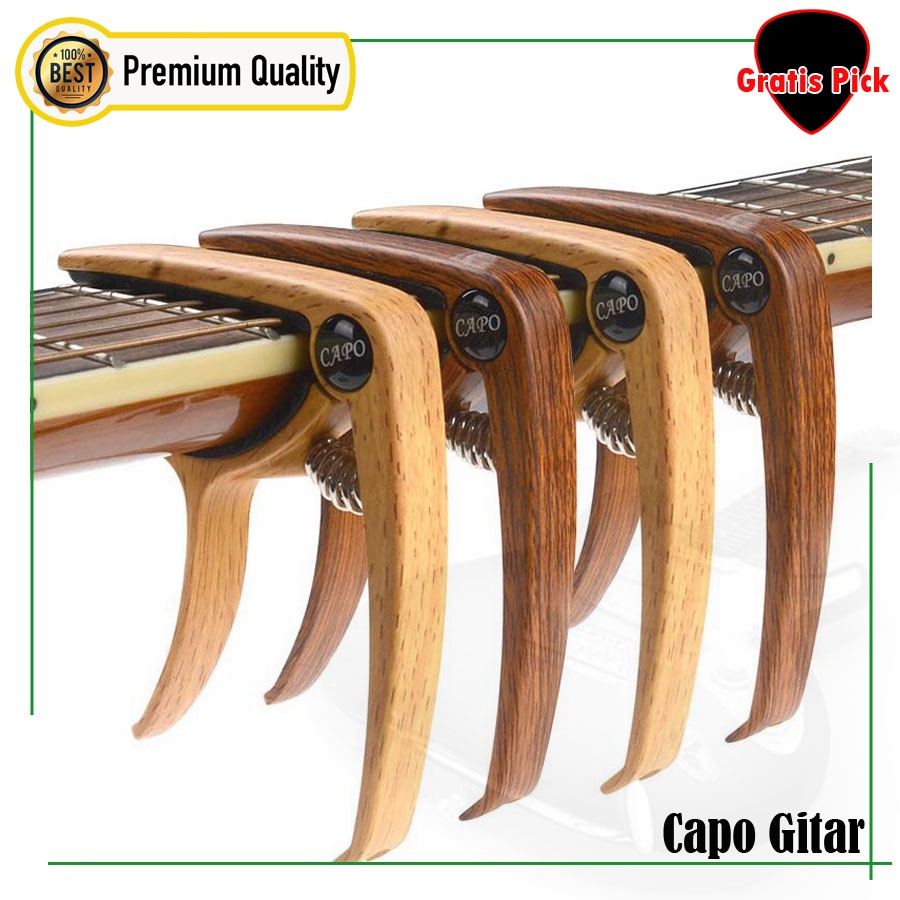 Capo Motif Kayu Alumunium Alloy Halus Dan Kuat Wood Motif