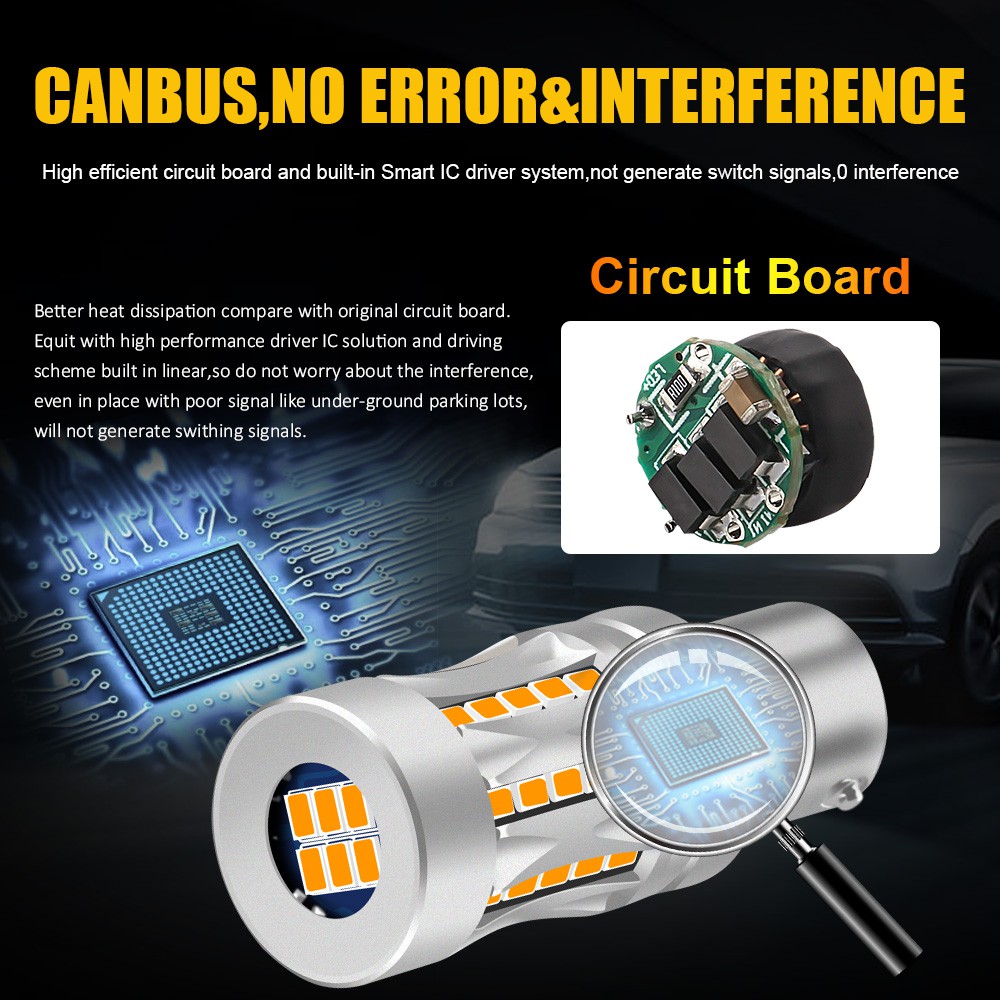 1pc Lampu Led Canbus Error-Free 46 Smd 12v-24v 1156 3157 7440 T20 Ba15S Bau15S Antiflash Untuk Rem Mobil