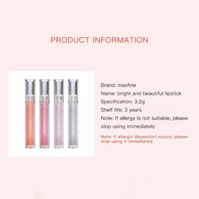 Lip Gloss Maxfine Transparant Glasting LipGloss 4 Warna Glossy Lip Gloss Lipstick Lip Plumper Korean LipGloss Korean Lip Gloss