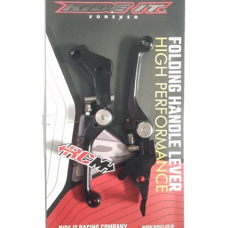 HANDEL HANDLE SET REM KOPLING FOLDING LEVER HIGH PERFORMANCE CRF150 CRF 150 FLEX UP WARNA HITAM BLACK SILVER PERAK ORI ORIGINAL RIDE IT