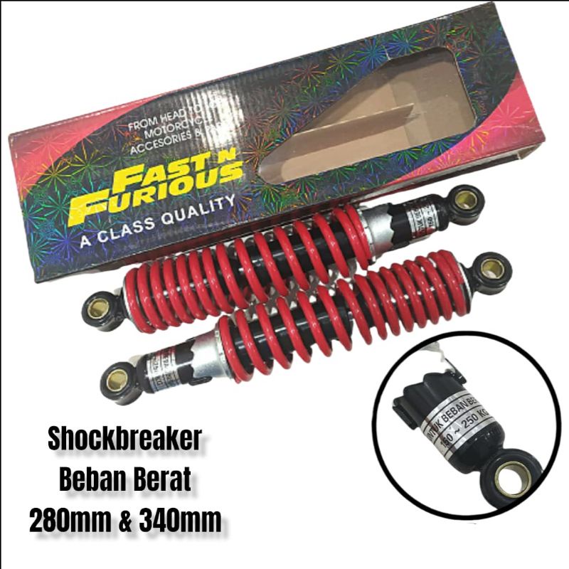 Shock Shockbreaker Belakang Bebek Beban Berat 340 Supra Kharisma &amp; 280 Jupiter Force 1 Vega