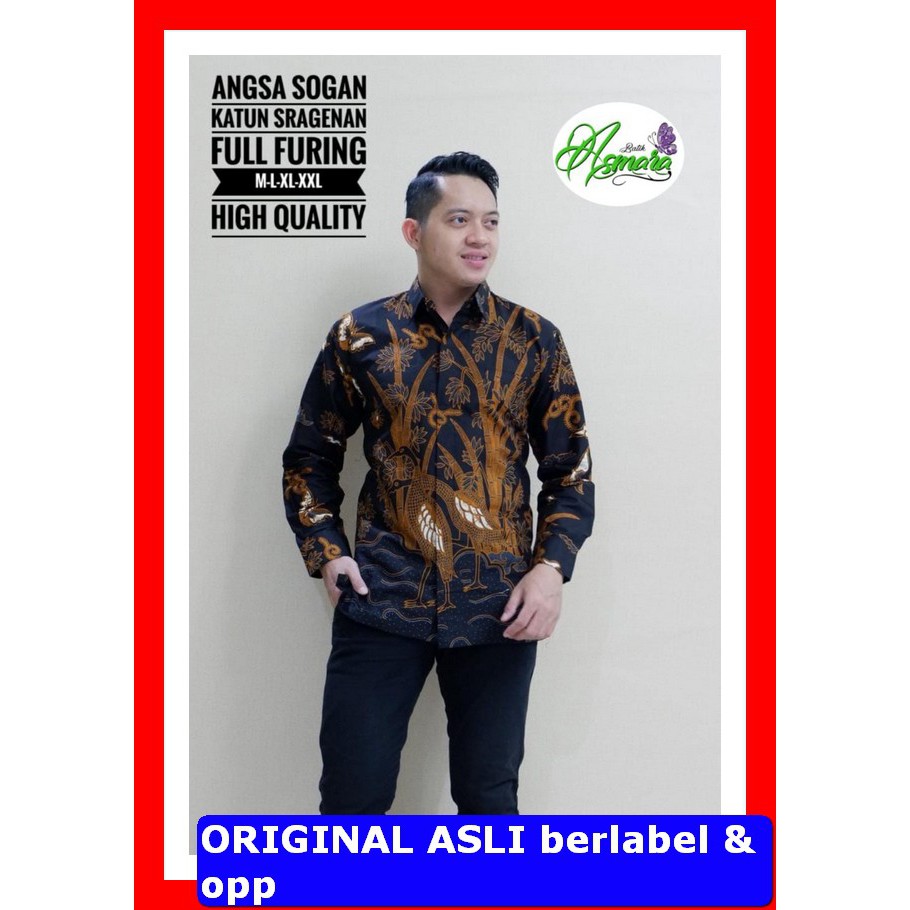 PROMO BATIK PREMIUM MODERN KEMEJA BATIK SOLO Lengan Panjang Lapis Furing Aljaya Angsa Sogan 140.000 