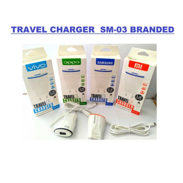 Charger Fast Charging  USB 2.1A + Kabel,  Nyala LED SM03