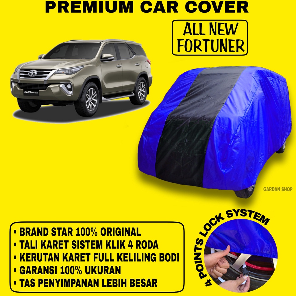 Body Cover ALL NEW FORTUNER BIRU HITAM Penutup Bodi Mobil All New Fortuner Waterproof PREMIUM