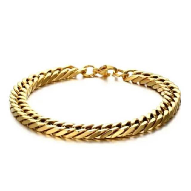 Gelang Pria Titanium Emas