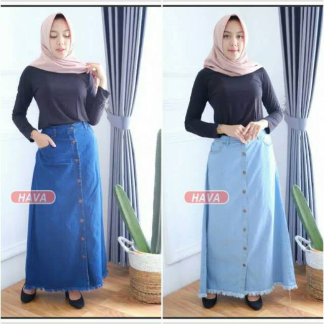 COD ROK JEANS BUTTON RAWIS | BUTTON SKIRT | ROK KANCING JEANS RAWIS