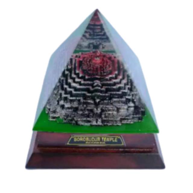 (BISA COD) MINIATUR CANDI BOROBUDUR BENTUK LIMAS UKURAN BESAR 11x11x10 cm BAHAN FIBERGLASS KRISTAL