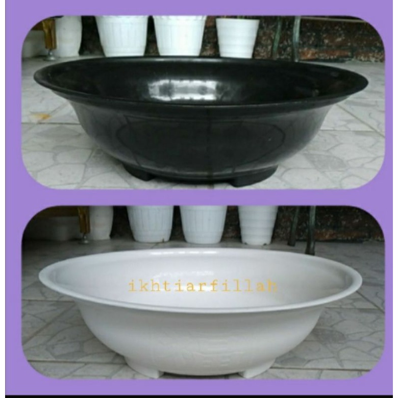31. Pot Bonsai Bulat Gbl40 Pb40 Putih,hitam | Pot Tanaman Bonsai 40 Cm Plastik Bukan Gerabah | Pot A