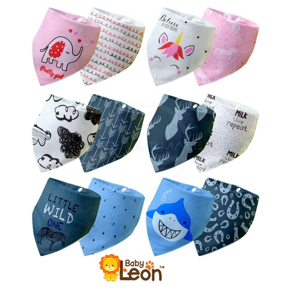 2in1 Slabber Bayi Bolak-Balik BABY LEON Baby Bib BY-742-ST Slebber Bayi Segitiga Celemek Bayi