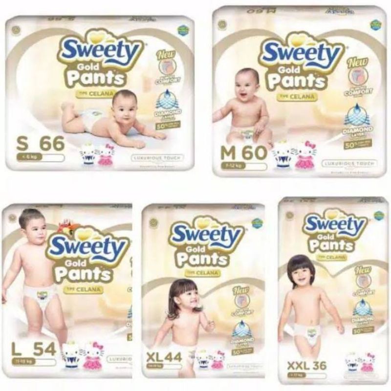 pampers sweety gold pants S 66 / M 60 / L 54 / XL 44 / XXL 36
