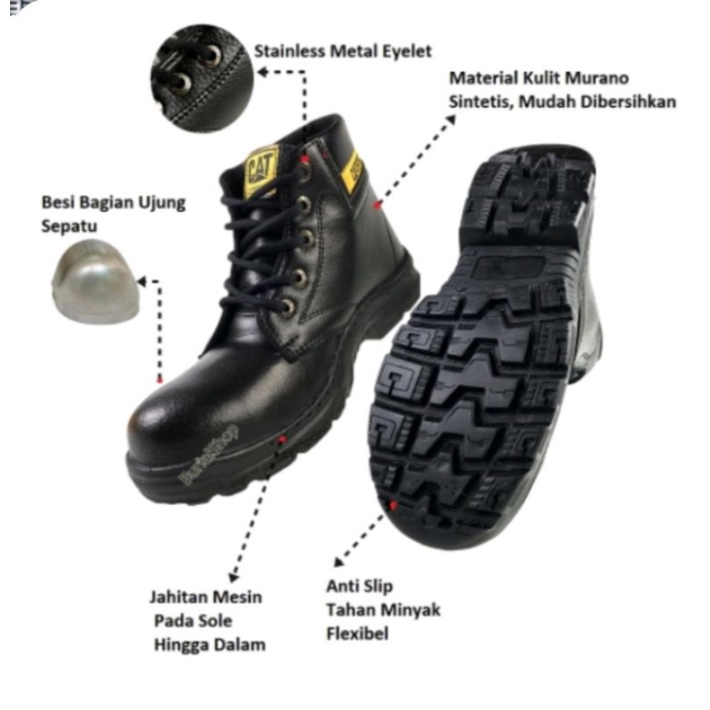 Sepatu Caterpillar pria Sepatu Safety Boots Ujung Besi Fashion Pria Bikers Turing Sepatu Safety Boot Original Septi Pria Ujung Besi Sefty Shoes Septy Proyek Cowok Lapangan tiga warna hitam coklat tua