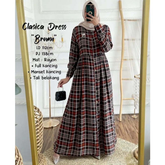 New Arrival Pakaian Wanita Gamis Midi Dress Motif Klasik Terbaru