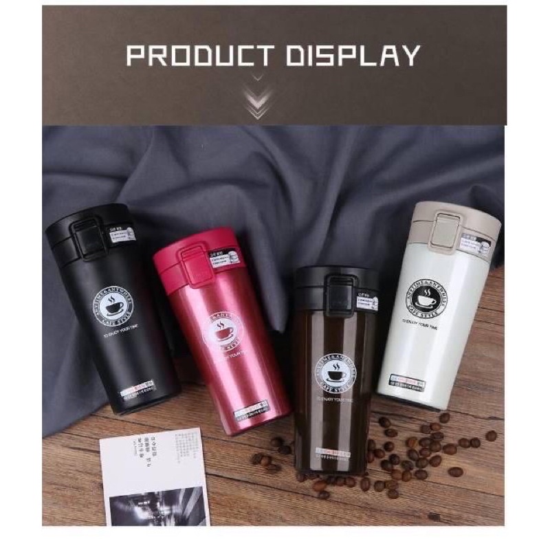 TERMOS KOPI STAINLESS VACUUM TUMBLER GELAS MUG COFFEE PANAS DINGIN SET TRAVEL PORTABLE SOUVENIR NEW