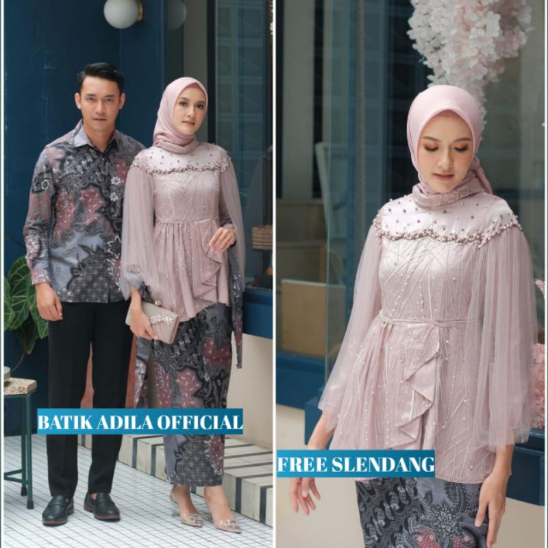 Couple Kebaya Modern Baju Wisuda Tunangan Lamaran Terbaru Baju Batik Brokat Couple Vanila