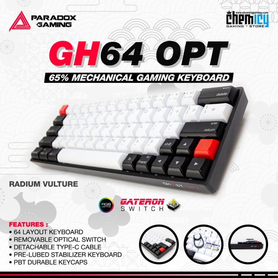 Paradox Gaming GH64 OPT GK1 Radium Vulture Mechanical Gaming Keyboard