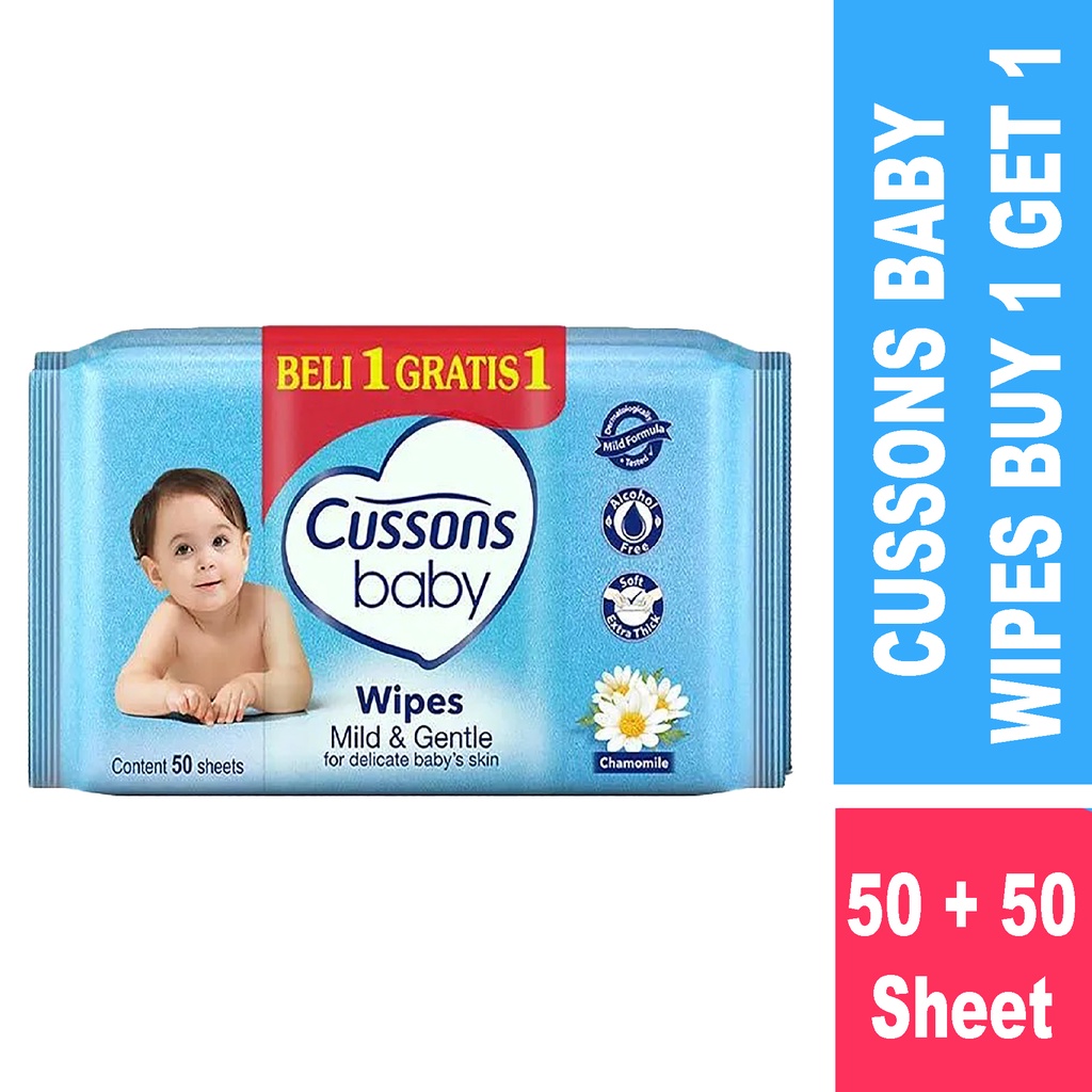 Bisa COD Cussons Baby Wipes Fresh &amp; Nourish Ganti Popok 50's X2 / Cussons Baby Wipes Soft &amp; Smooth Ganti Popok