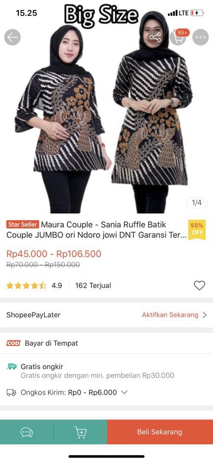 Maura Couple - Sania Ruffle Batik Couple Jumbo Ori Ndoro Jowi Dnt Garansi Termurah Shopee - Solo 4.8