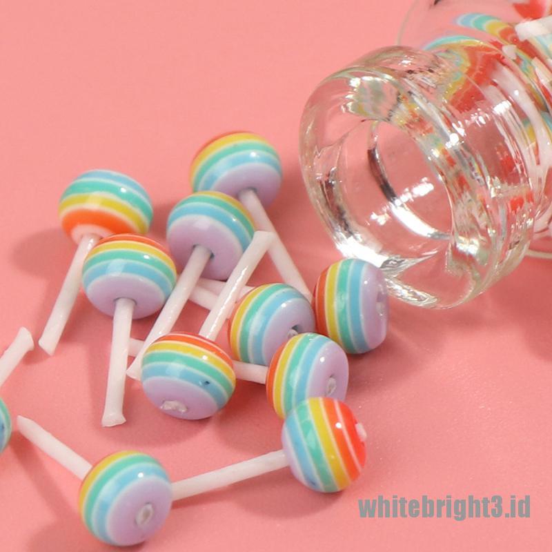 (white3) Miniatur Permen Lolipop / Dessert Dengan Case Holder Untuk Aksesoris Rumah Boneka 1 / 12