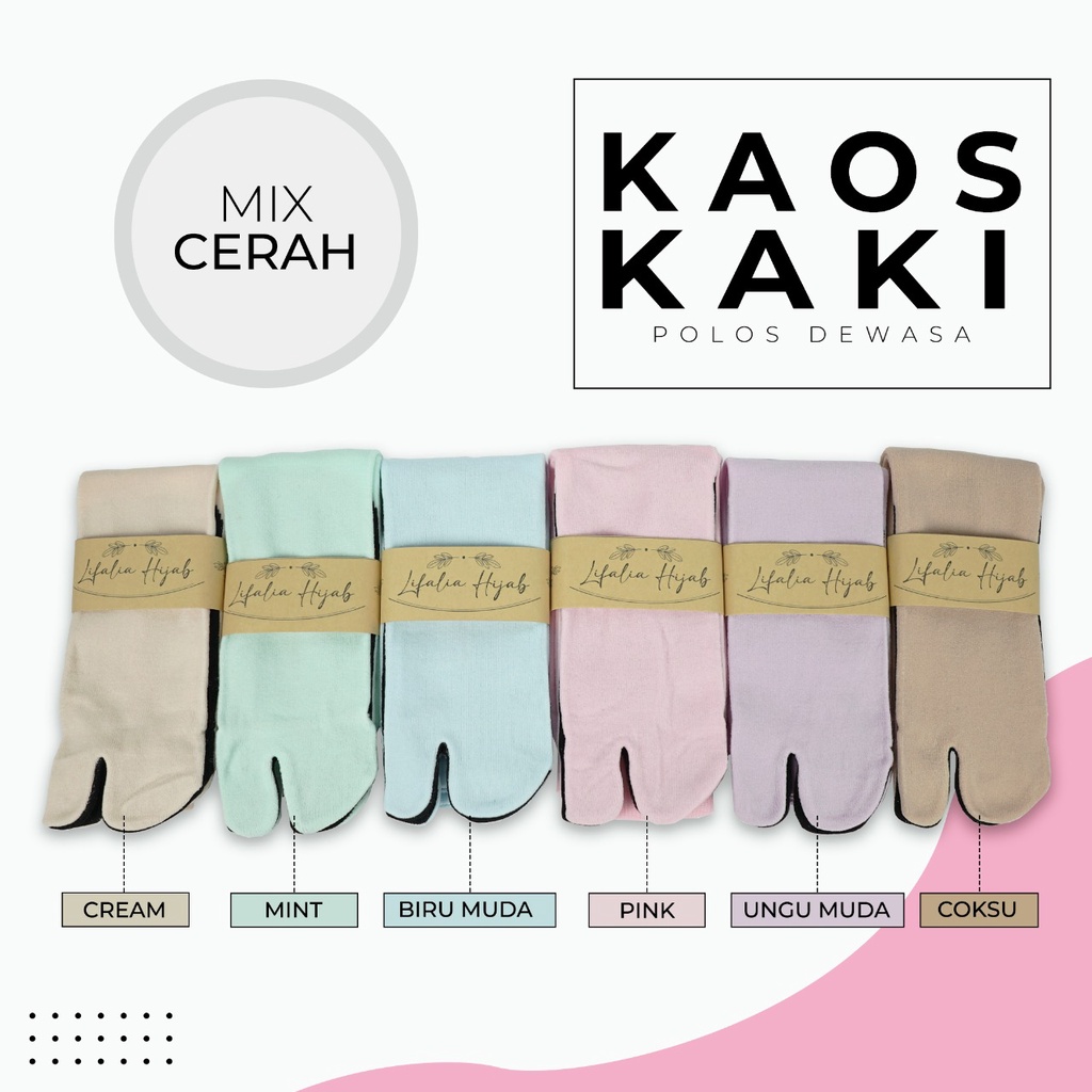 KAOS KAKI POLOS TAPAK HITAM | Kaos Kaki Jempol | Kaos Kaki Muslimah | Kaos Kaki Wanita