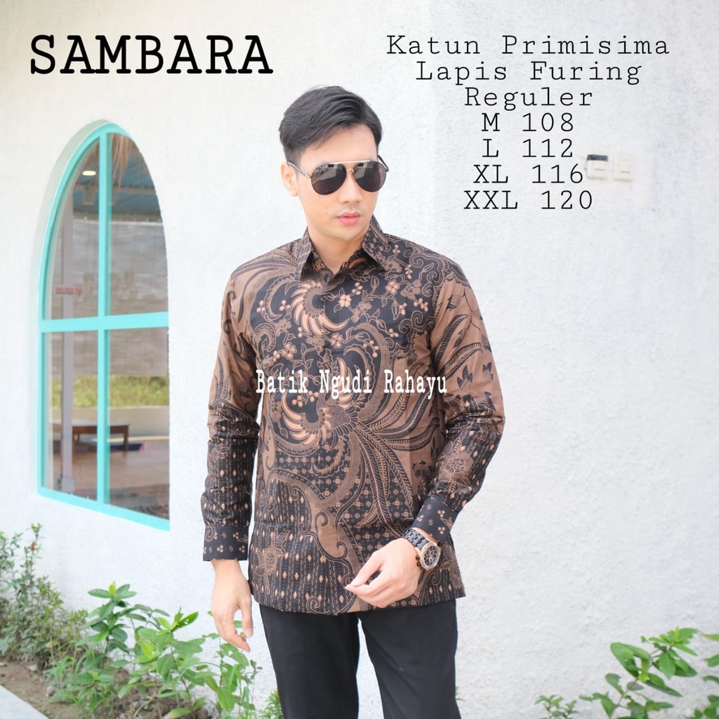 SAMBARA NGUDI RAHAYU KEMEJA BATIK PRIA SOLO LENGAN PANJANG LAPIS FURING ATASAN PREMIUM MODERN KATUN HALUS KUSUMO JATI KEMBANG RAMBAT  PEKSI KENONGO ANGGORO MAWAR LIRIS GURDO TUNGGAL  PANJI LESMONO WIBISONO PEKSI SATRIO DAUN RANTAI WIJAYA KUSUMA GUNTUR