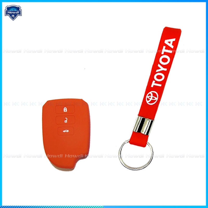 ☆Eksklusif☆Cover Kunci Mobil Keyless Bahan Silikon Dengan Logo Gantungan Kunci Untuk Toyota Vios