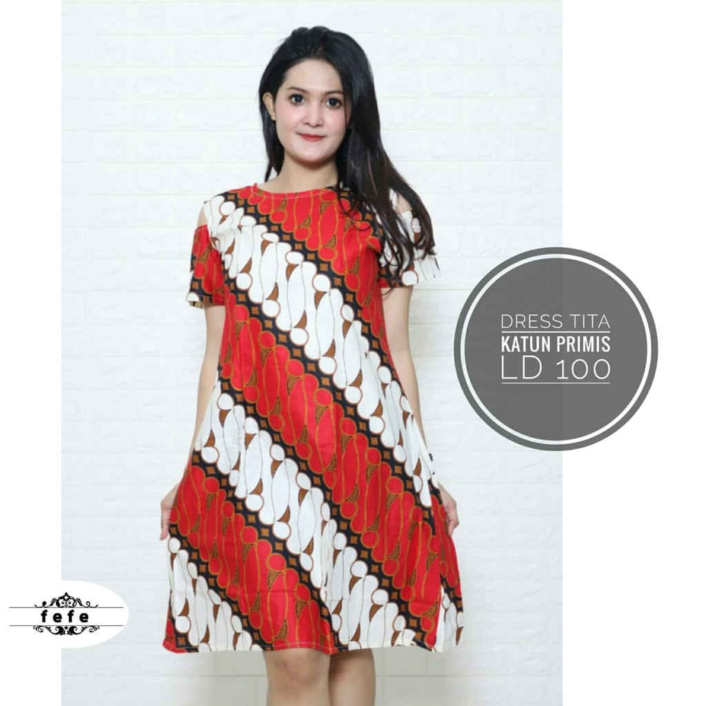BAJU BATIK WANITA MODEL TERBARU | BAJU BATIK WANITA MODEL DRESS KATUN PRIMIS TERBARU DRESS TITA