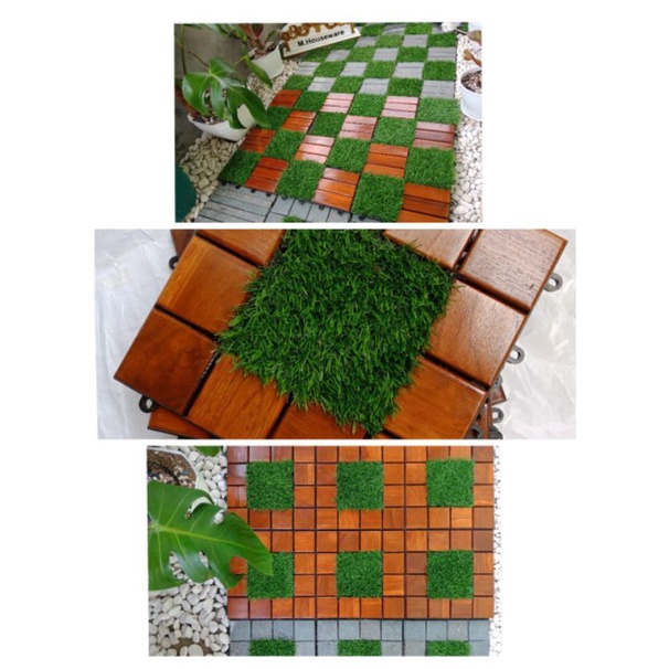 Lantai kayu jati bongkar pasang Berbagai Motif / Decking Tile kayu Jati UK 30x30cm