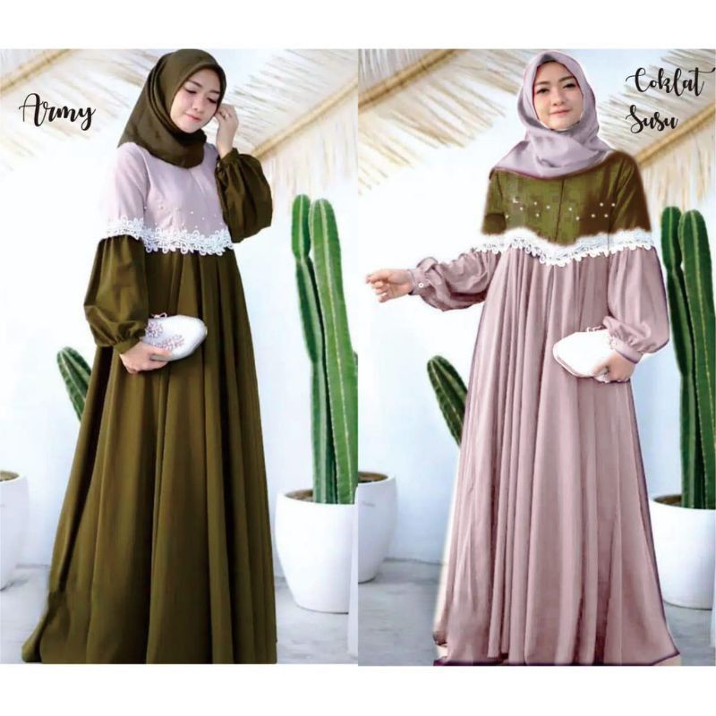 [Fashion Muslim] Gamis CLARISA renda terbaru